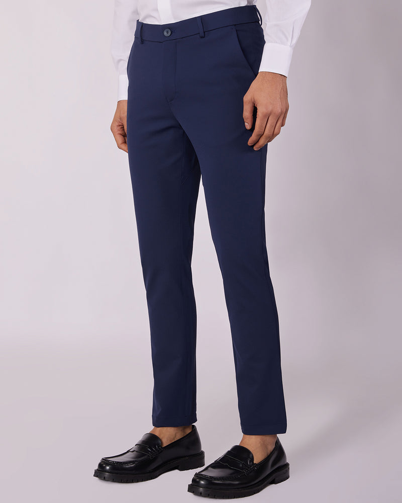 Navy Blue Cotton Trouser For Women | Solid Regular Fit | सादा /SAADAA